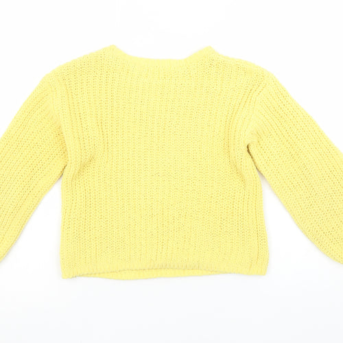 H&M Girls Yellow Knitted Pullover Jumper Size 7-8 Years Polyester