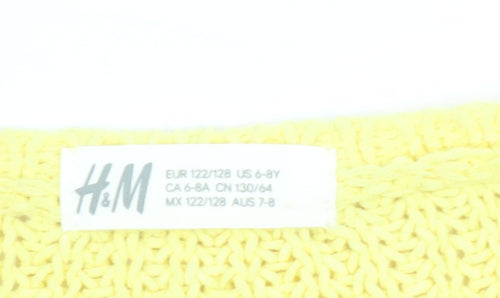 H&M Girls Yellow Knitted Pullover Jumper Size 7-8 Years Polyester