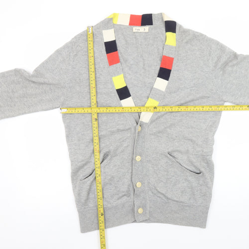 Folk Men's Grey Cotton Wool V-Neck Cardigan Size M
