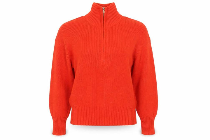 Uniqlo Women Red High Neck 1/2 Zip Knit Jumper Size L