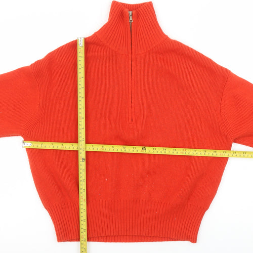 Uniqlo Women Red High Neck 1/2 Zip Knit Jumper Size L