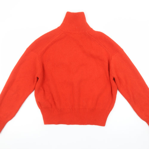 Uniqlo Women Red High Neck 1/2 Zip Knit Jumper Size L