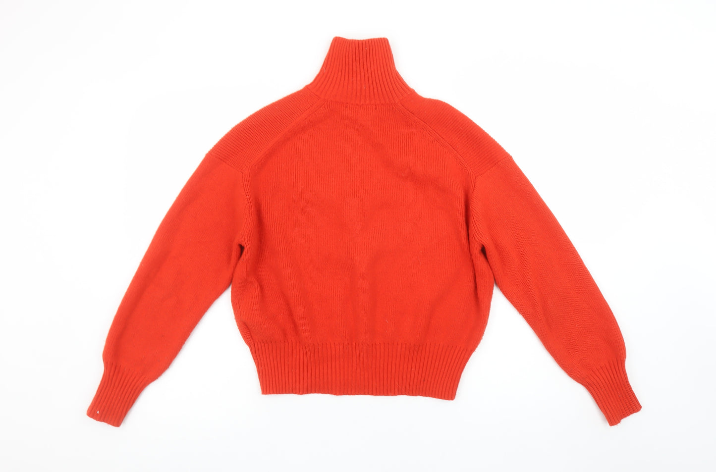 Uniqlo Women Red High Neck 1/2 Zip Knit Jumper Size L