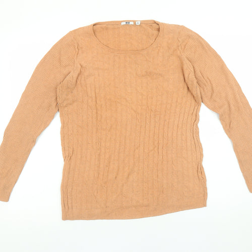 Uniqlo Women’s Beige XL Cable-Knit Pullover Jumper