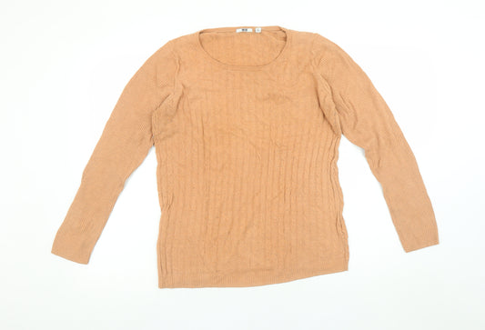 Uniqlo Women’s Beige XL Cable-Knit Pullover Jumper
