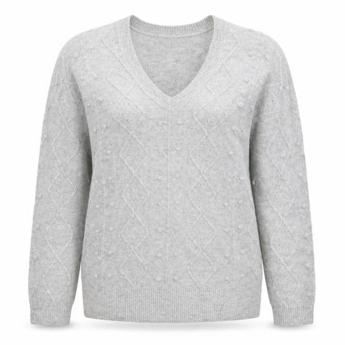 Cerulean by Blue Diamond Women’s Grey Wool Blend V-Neck Jumper Size S