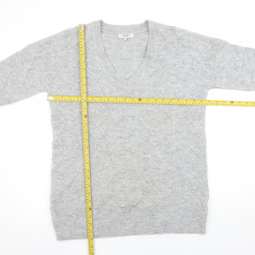 Cerulean by Blue Diamond Women’s Grey Wool Blend V-Neck Jumper Size S