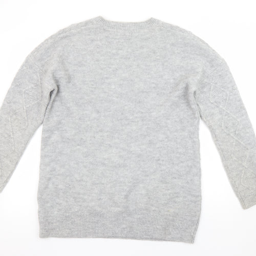 Cerulean by Blue Diamond Women’s Grey Wool Blend V-Neck Jumper Size S