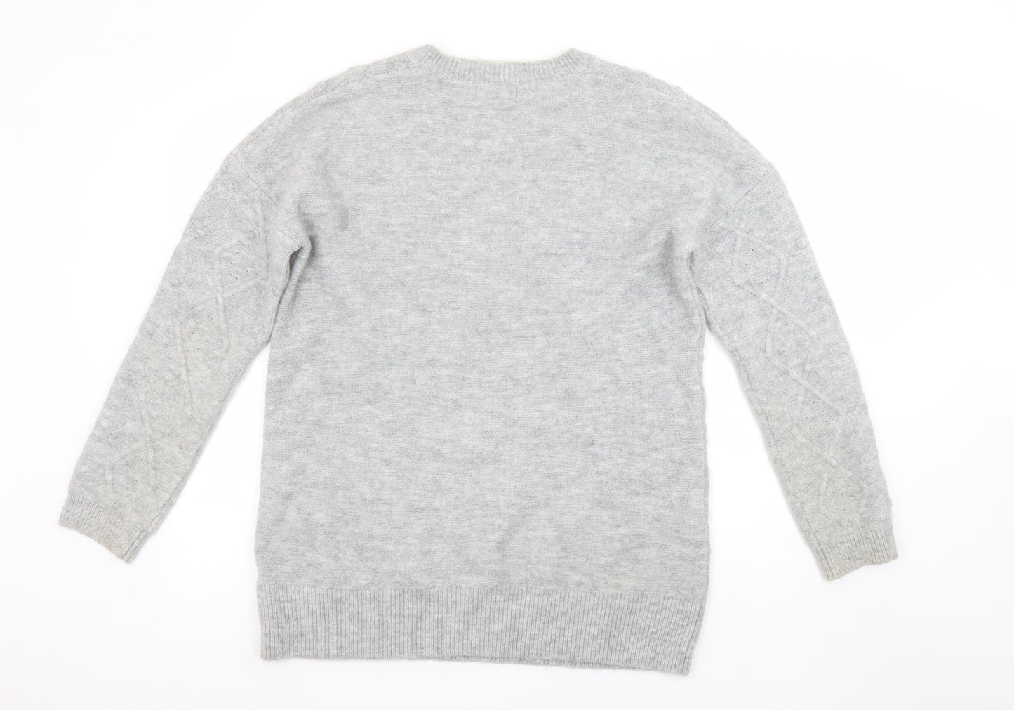 Cerulean by Blue Diamond Women’s Grey Wool Blend V-Neck Jumper Size S
