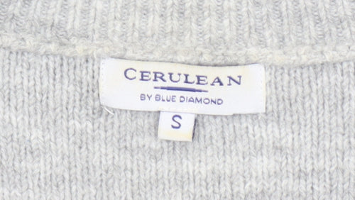 Cerulean by Blue Diamond Women’s Grey Wool Blend V-Neck Jumper Size S
