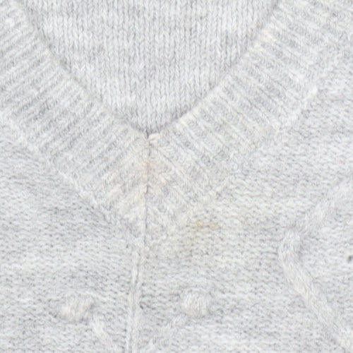 Cerulean by Blue Diamond Women’s Grey Wool Blend V-Neck Jumper Size S