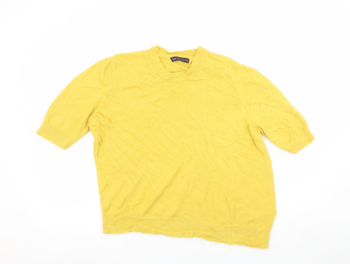 Marks and Spencer Women Yellow Short Sleeve Acrylic Jumper Size 16