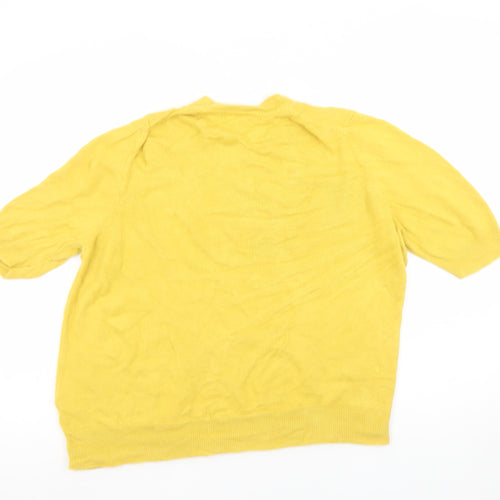 Marks and Spencer Women Yellow Short Sleeve Acrylic Jumper Size 16