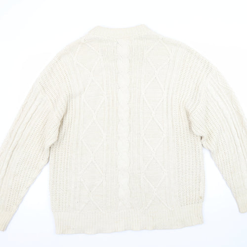 Urban Outfitters Women’s Ivory Cable-Knit Jumper M
