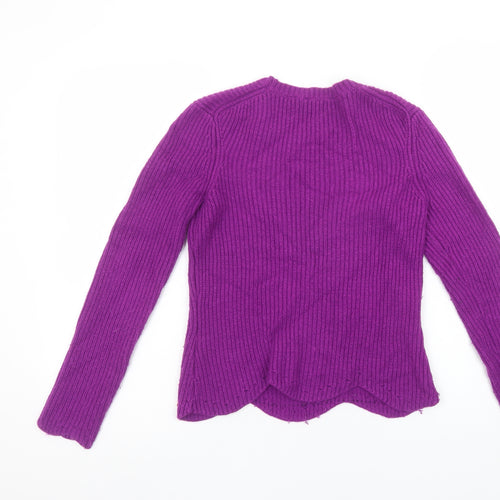 Ted Baker Women's Purple Wool Blend Ribbed Jumper Size S