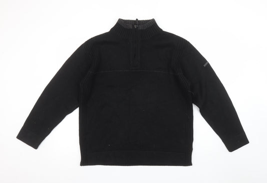 Duck and Cover Men's Black Wool Blend Half Zip Jumper Size S