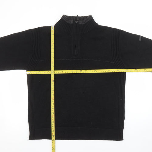 Duck and Cover Men's Black Wool Blend Half Zip Jumper Size S