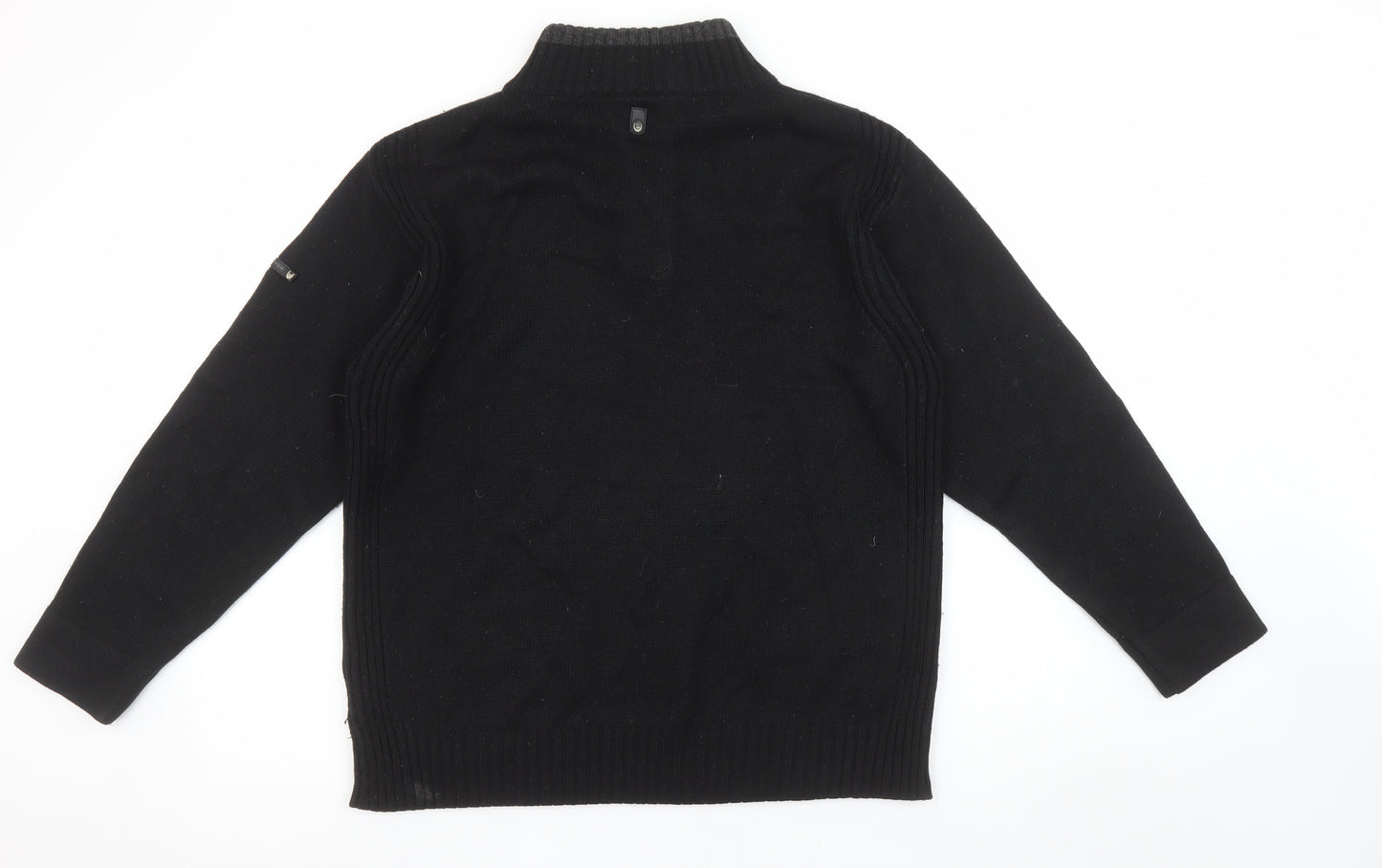 Duck and Cover Men's Black Wool Blend Half Zip Jumper Size S