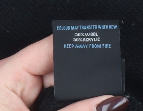 Duck and Cover Men's Black Wool Blend Half Zip Jumper Size S