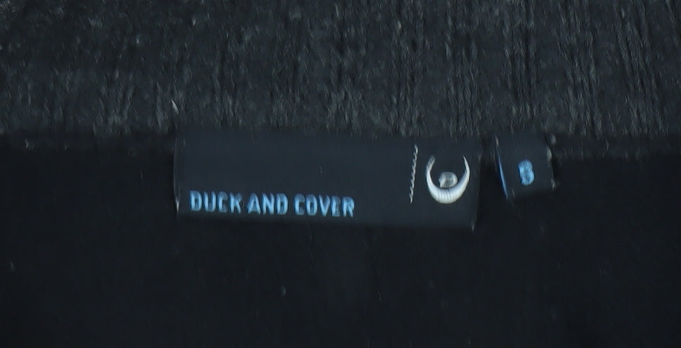 Duck and Cover Men's Black Wool Blend Half Zip Jumper Size S