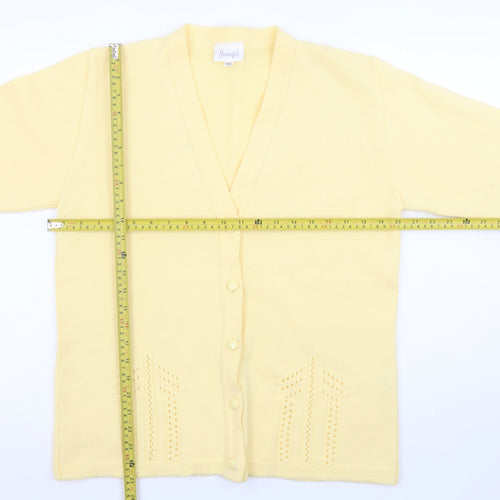 Jennifer Women Yellow V-Neck Button Cardigan M/L Acrylic Knit