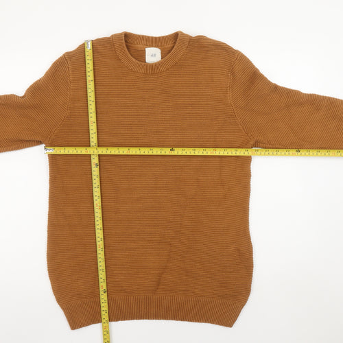 H&M Men Brown Cotton Crew Neck Knit Jumper M