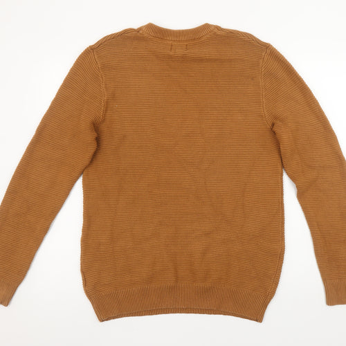 H&M Men Brown Cotton Crew Neck Knit Jumper M