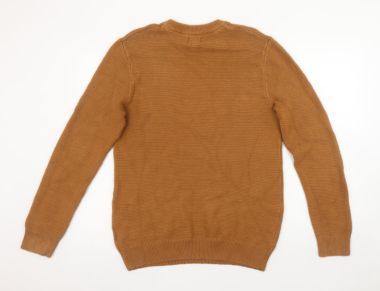 H&M Men Brown Cotton Crew Neck Knit Jumper M