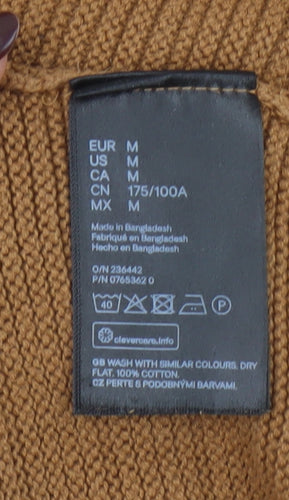 H&M Men Brown Cotton Crew Neck Knit Jumper M