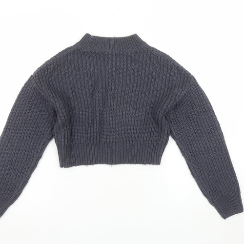 New Look Girls Grey Acrylic Knit Long Sleeve Pullover Jumper Age 9