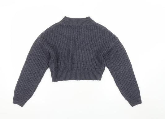 New Look Girls Grey Acrylic Knit Long Sleeve Pullover Jumper Age 9