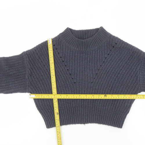 New Look Girls Grey Acrylic Knit Long Sleeve Pullover Jumper Age 9
