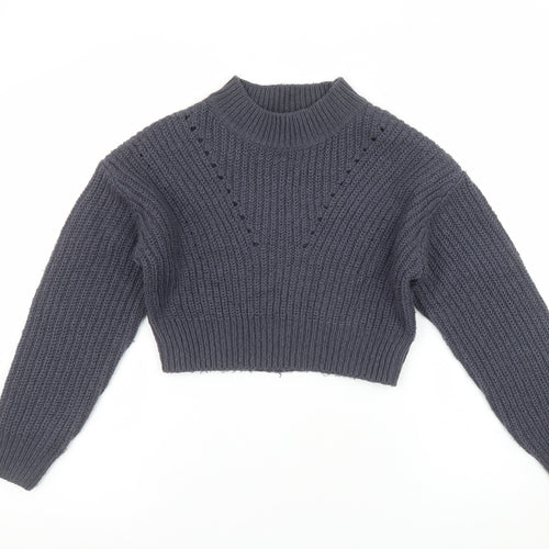 New Look Girls Grey Acrylic Knit Long Sleeve Pullover Jumper Age 9