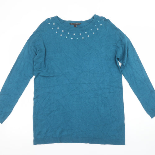 Love Knitwear Women's Blue Beaded Long Sleeve Jumper Size 12