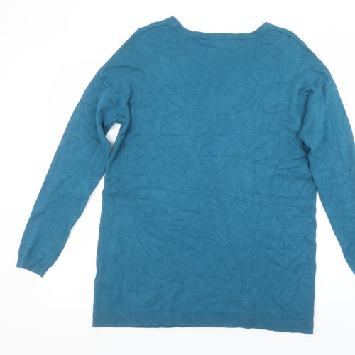 Love Knitwear Women's Blue Beaded Long Sleeve Jumper Size 12