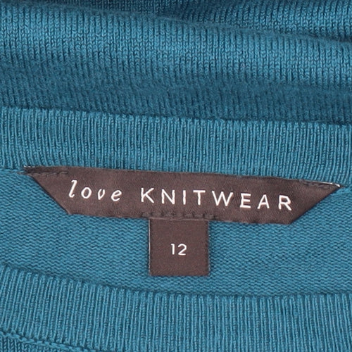Love Knitwear Women's Blue Beaded Long Sleeve Jumper Size 12