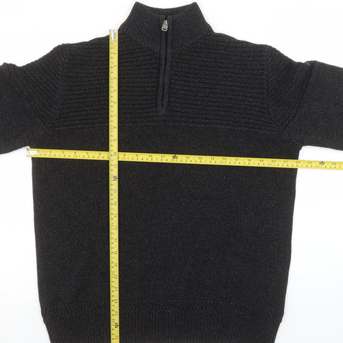Tu Men’s Black High Neck Half Zip Knit Jumper Size M