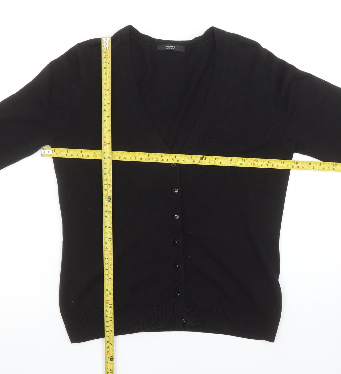 Marks & Spencer Women’s Black V-Neck Button Cardigan Size 12