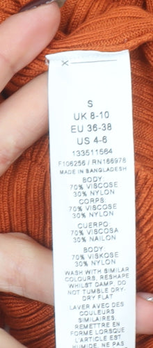 ASOS DESIGN Women’s Orange Viscose Ribbed Long Slip Dress Size 8-10