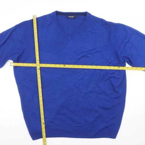 James Pringle Men’s Blue XL V-Neck Acrylic Jumper