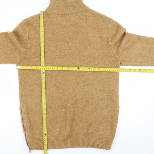 Topman Men's Beige Wool Roll Neck Zip Jumper Size M
