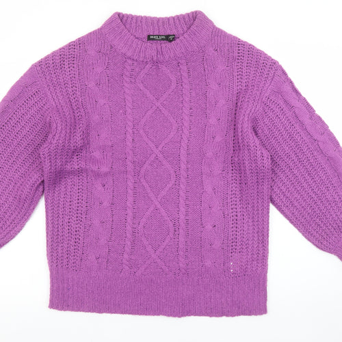 Brave Soul Women’s Purple Mock Neck Chunky Knit Jumper Size 10
