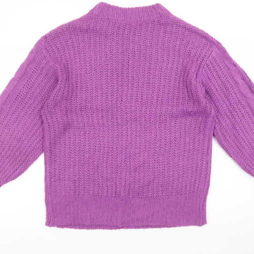 Brave Soul Women’s Purple Mock Neck Chunky Knit Jumper Size 10