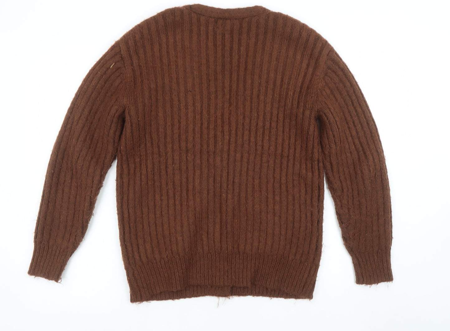 Jessica Simpson Women Brown Chunky-Knit Wool Blend Cardigan XS