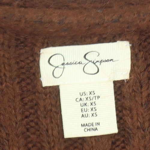 Jessica Simpson Women Brown Chunky-Knit Wool Blend Cardigan XS