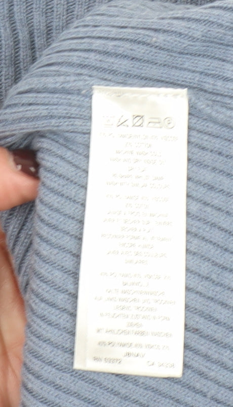 Great Plains Women’s Blue V-Neck Ribbed Knit Jumper Size 12