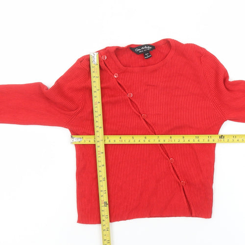 Miss Selfridge Women’s Red Slim Fit Ribbed Button Cardigan Size 8