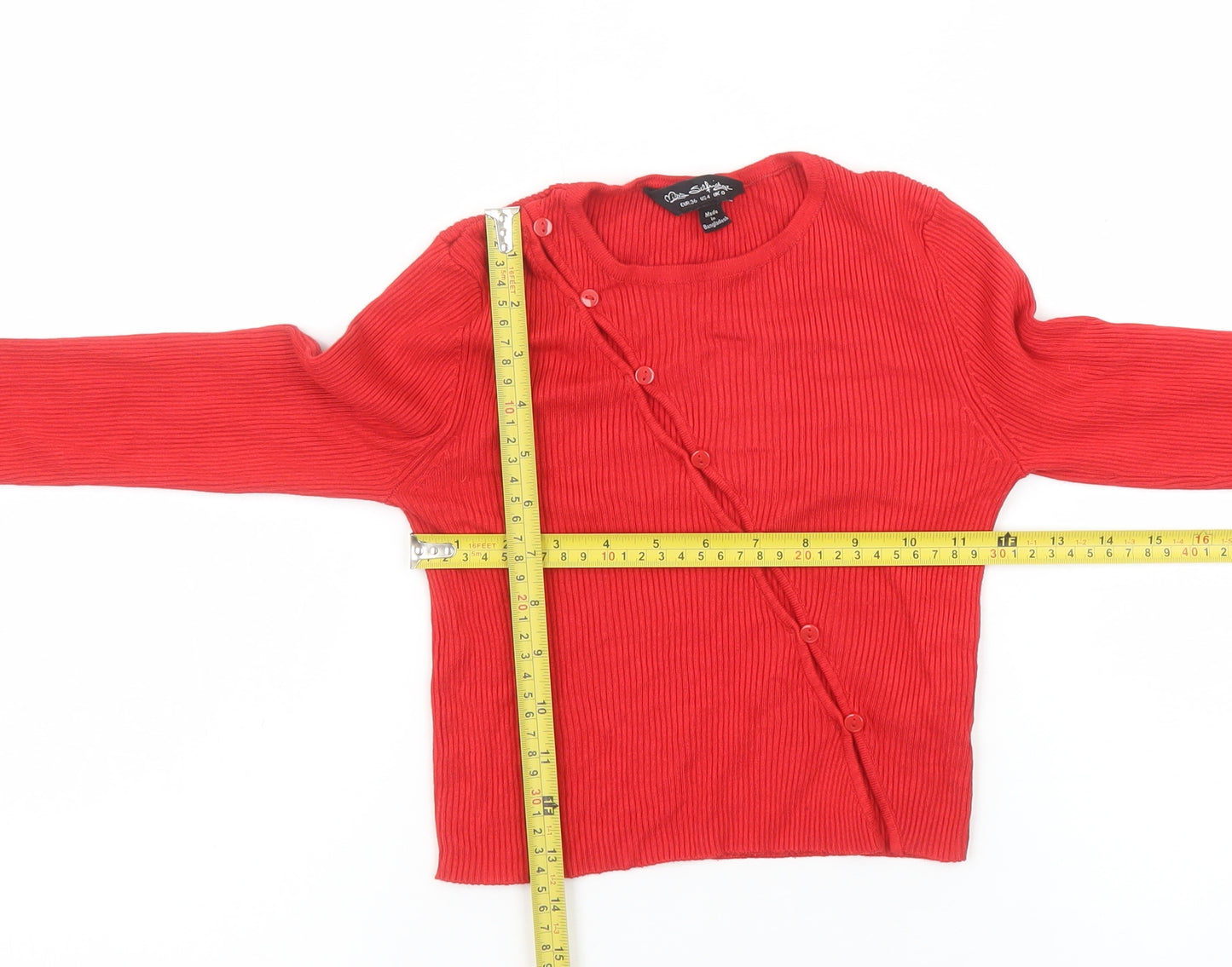 Miss Selfridge Women’s Red Slim Fit Ribbed Button Cardigan Size 8