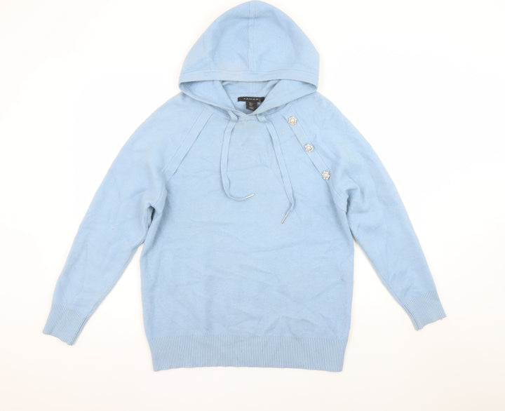 Tahari Women Blue Hooded Long Sleeve Pullover Jumper Size L