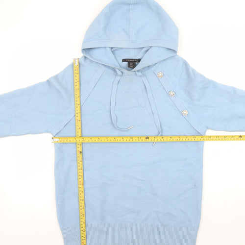 Tahari Women Blue Hooded Long Sleeve Pullover Jumper Size L